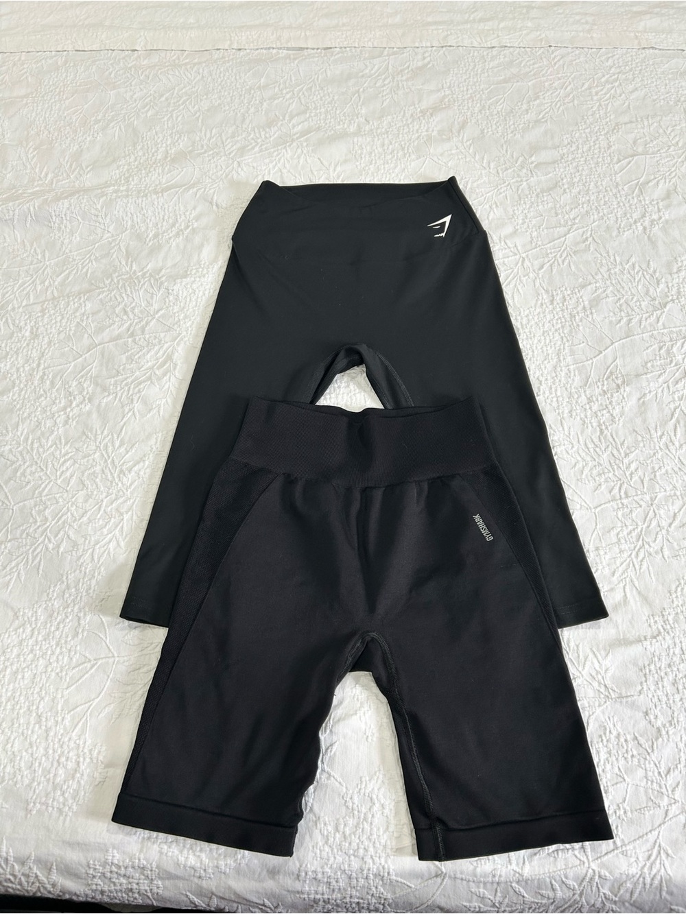 Gymshark Black High-Waist Leggings with Matching Bike Shorts